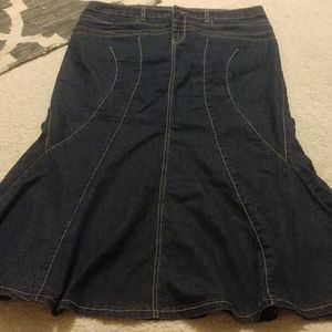 Cato long denim flare skirt